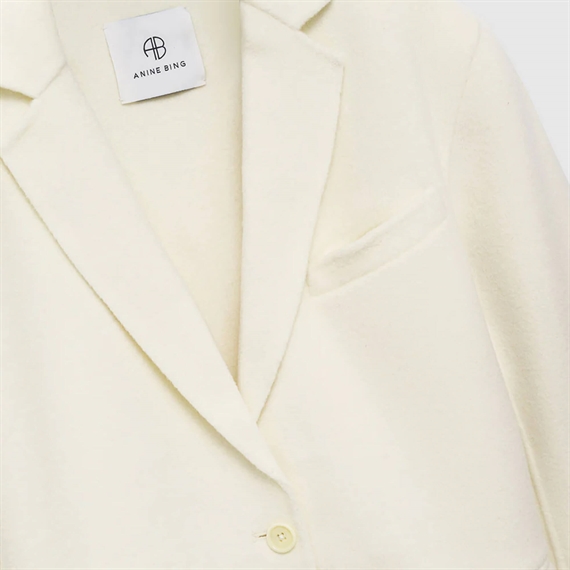 Anine Bing Quinn Blazer, White Cashmere Blend